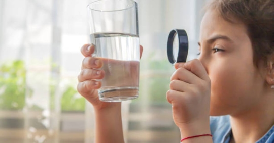 looking at glass of water